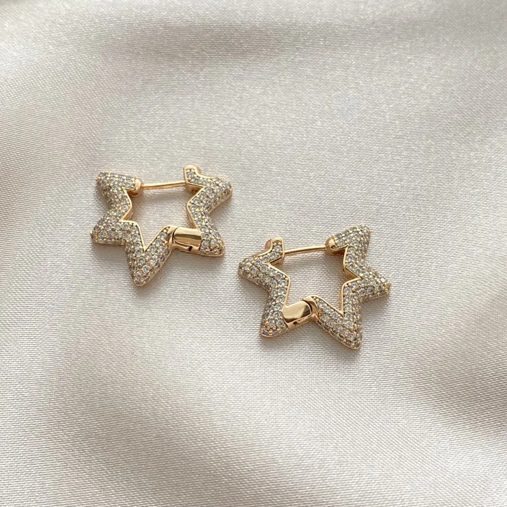 Zirkon Taşlı Gold Star Küpe Xuping