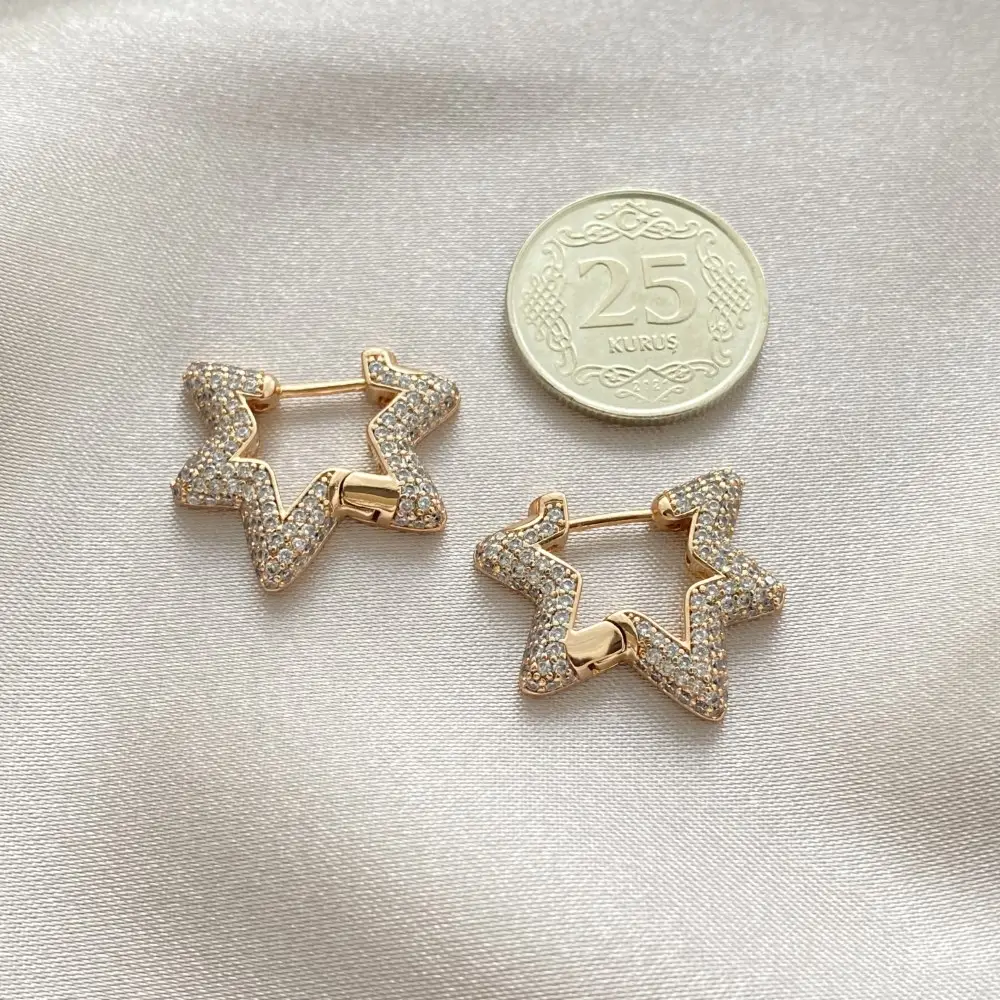 Zirkon Taşlı Gold Star Küpe Xuping