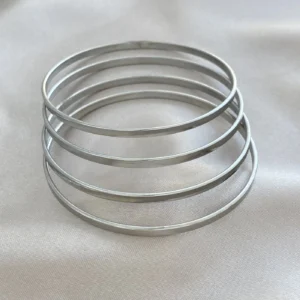 Silver Çelik Ajda Geniş Bilezik (4'lü)