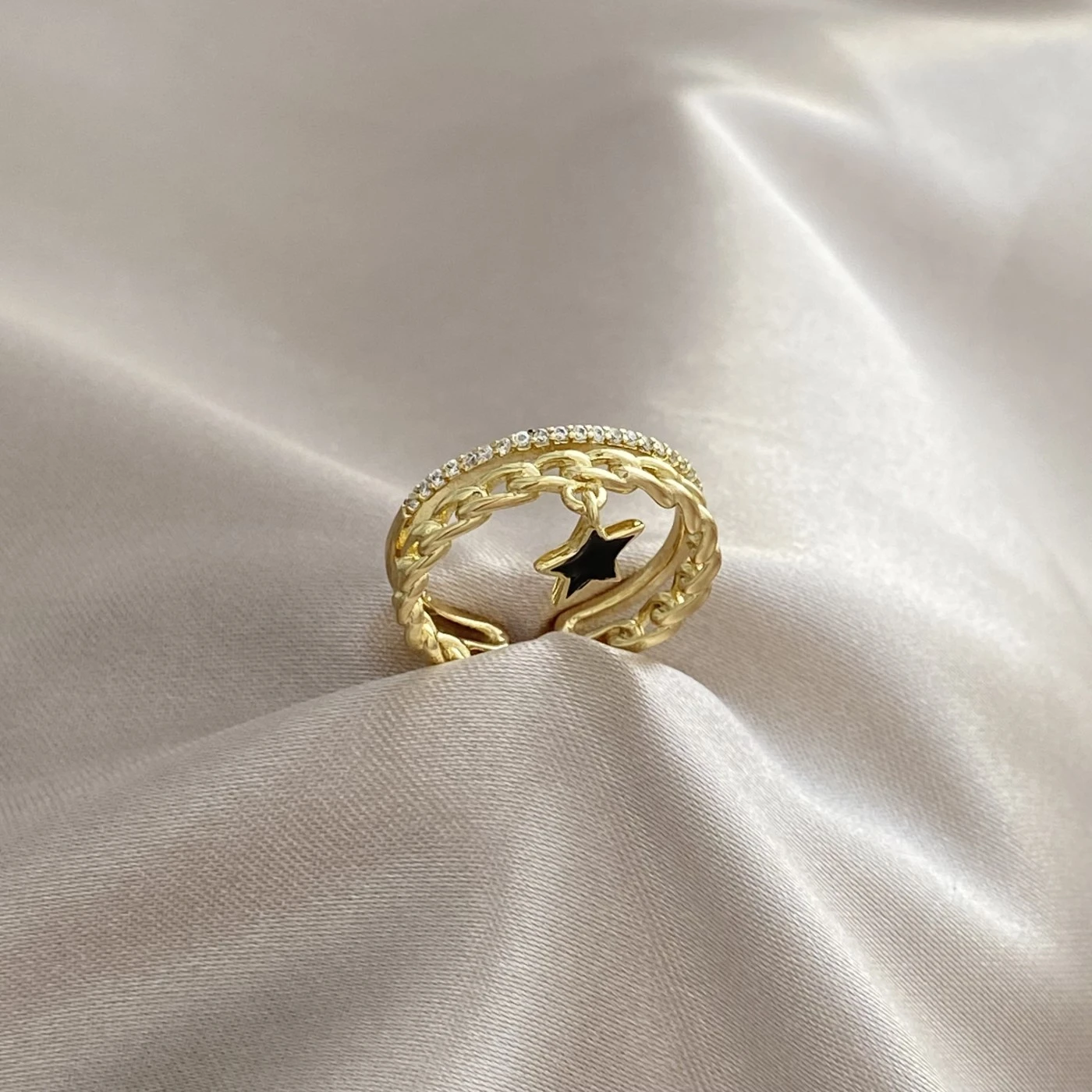 Yıldız Charm Detay İkili Görünüm Yüzük Xuping Gold