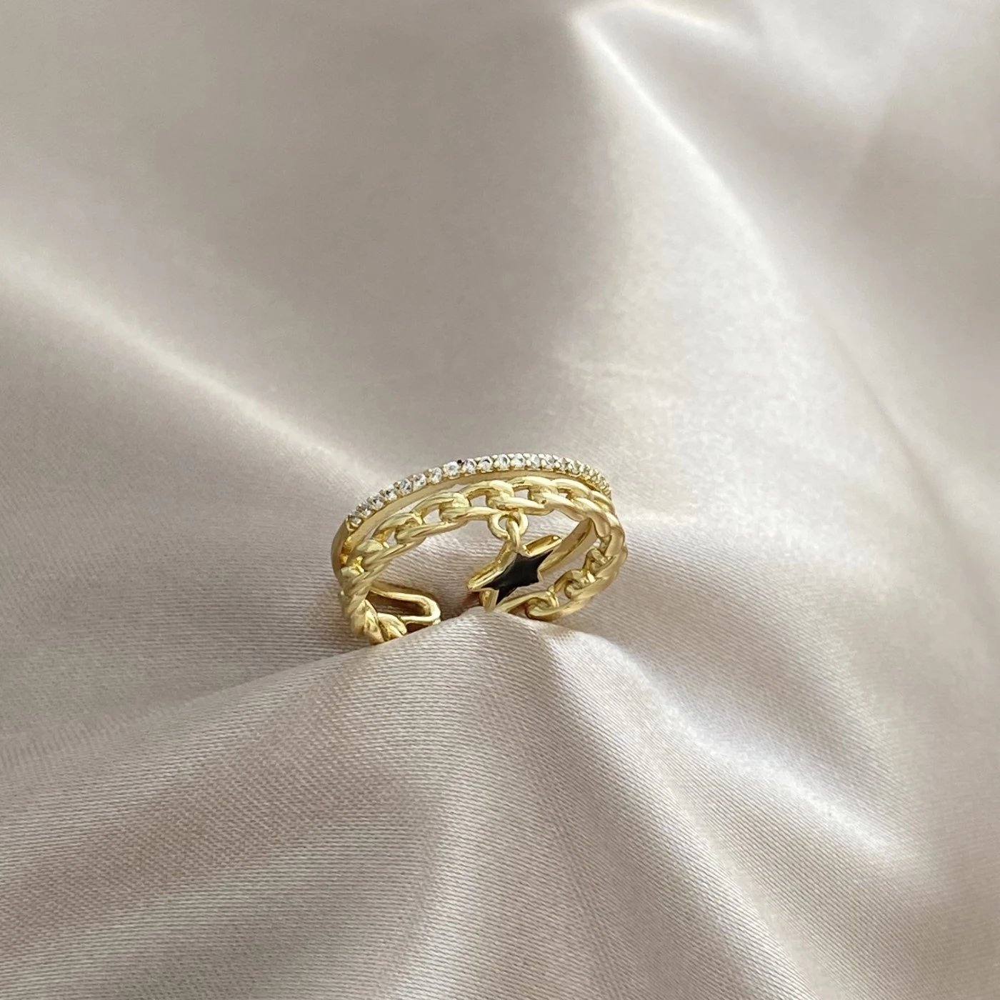 Yıldız Charm Detay İkili Görünüm Yüzük Xuping Gold