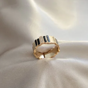 Siyah Şerit Detay Yüzük Xuping Rose