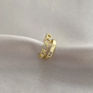 Zincir Görünüm Çift Sıra Kıkırdak Küpe Xuping Gold