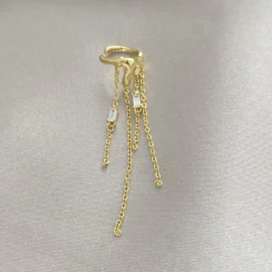 Baget Taşlı Sallantılı Tasarım Kıkırdak Küpe Xuping Gold