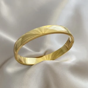 Düz Plaka Çelik Kelepçe Bileklik Gold