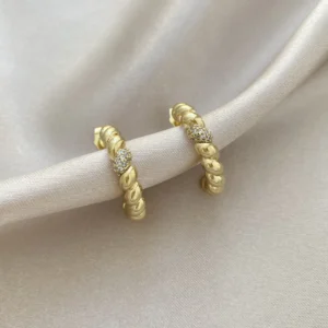 Zirkon Taşlı Yarım Burgu Halka Küpe Xuping Gold