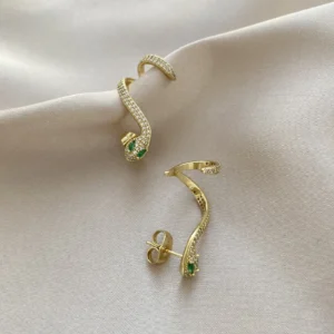 Zirkon Taşlı Yılan Kıkırdak Küpe Xuping Gold ( Sağ Kulak )