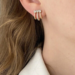 Daire Taşlı Üçlü Görünüm Küpe Xuping Gold