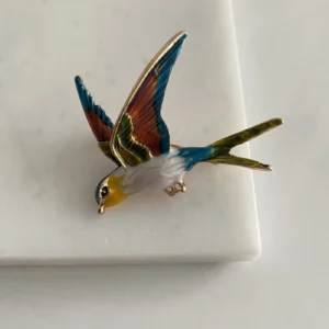 Renkli Mineli Kırlangıç Broş