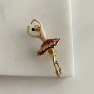 Kırmızı Mineli Balerin Broş