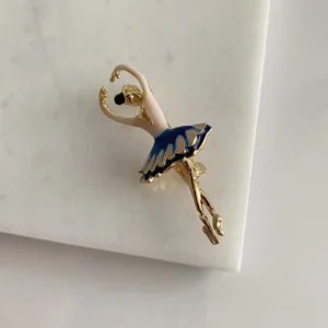 Mavi Mineli Balerin Broş