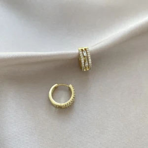 Minimal Üçlü Görünüm Halka Küpe Xuping Gold