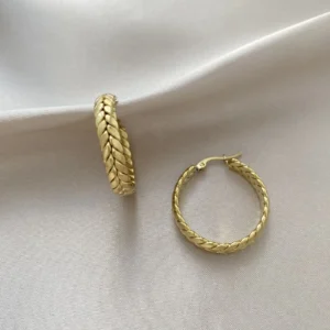 Balık Sırtı Çelik Halka Küpe Gold ( Büyük )