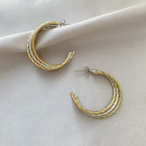 Üçlü Geçmeli Çelik Halka Küpe Üç Renk