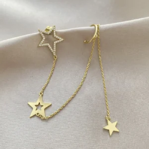 zirkon Taşlı Tasarım Yıldız Küpe Xuping Gold