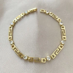 Taş Detay Kıvrım Plaka Tasarım Bileklik Xuping Gold