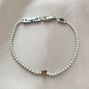 Minimal Kırmızı Kalp Detay Suyolu Bileklik Xuping Silver (1 mm)