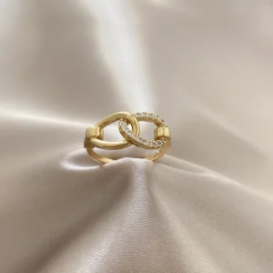 Zirkon Plaka Detay Zincir Yüzük Xuping Gold