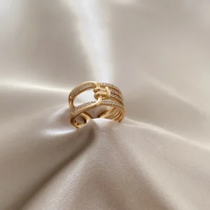 Zirkon Taşlı Geniş Düğüm Yüzük Xuping Rose