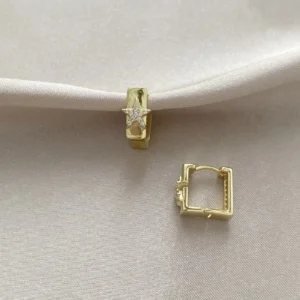 Yıldız Detay Kare Plaka Küpe Xuping Gold