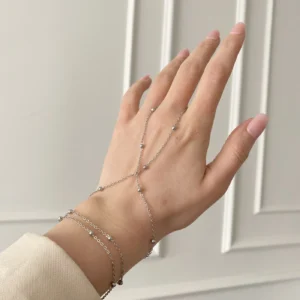 Çift Sıra Top Detay Çelik Şahmeran Bileklik Silver