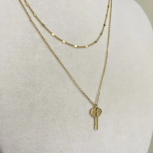 Anahtar Detay Pul Zincir Kombinli Kolye Xuping Gold (36 cm)