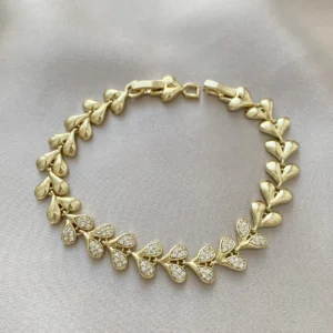 Zirkon Taşlı Kalp Zincir Bileklik Xuping Gold