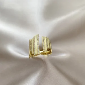 Zirkon Taşlı Zikzak Tasarım Yüzük Xuping Gold