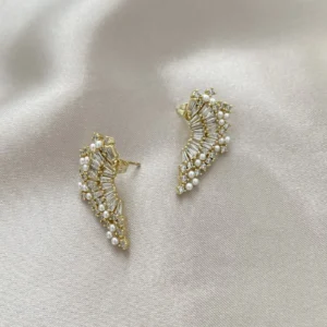 İncili Kesme Taşlı Taşlı Tasarım Küpe Xuping Gold