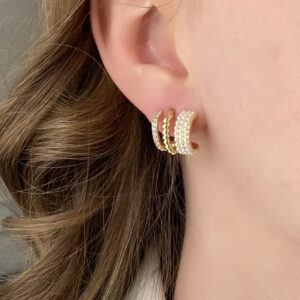 Suyolu, Burgu, İnci Detay Üçlü Görünüm Küpe Xuping Gold