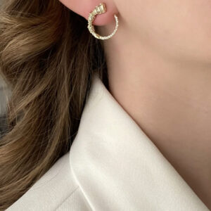 Zirkon Taşlı Tasarım Daire Küpe Xuping Gold