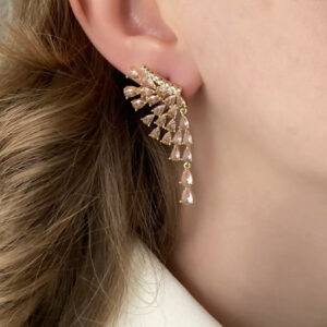 Pembe Damla Taşlı Tasarım Küpe Xuping Gold