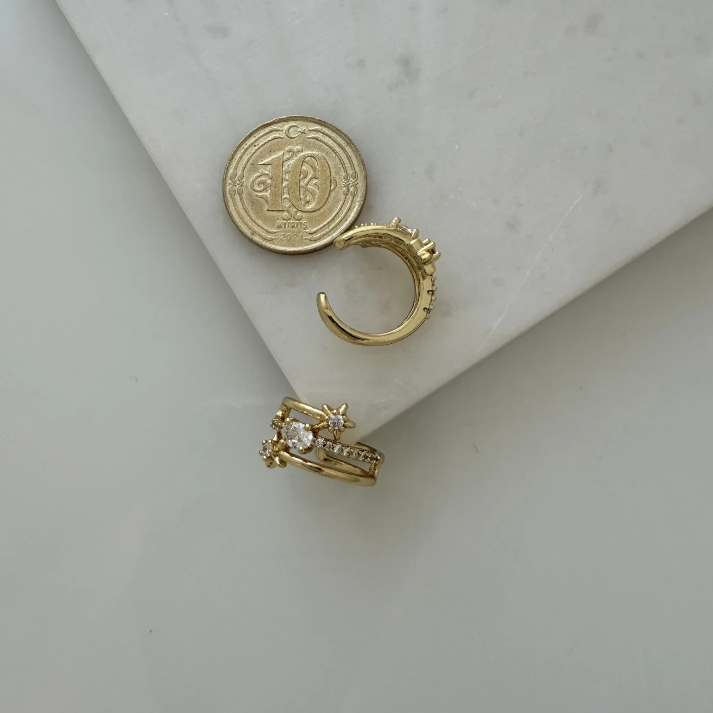 Yıldız Detay Kıkırdak Küpe Xuping Gold