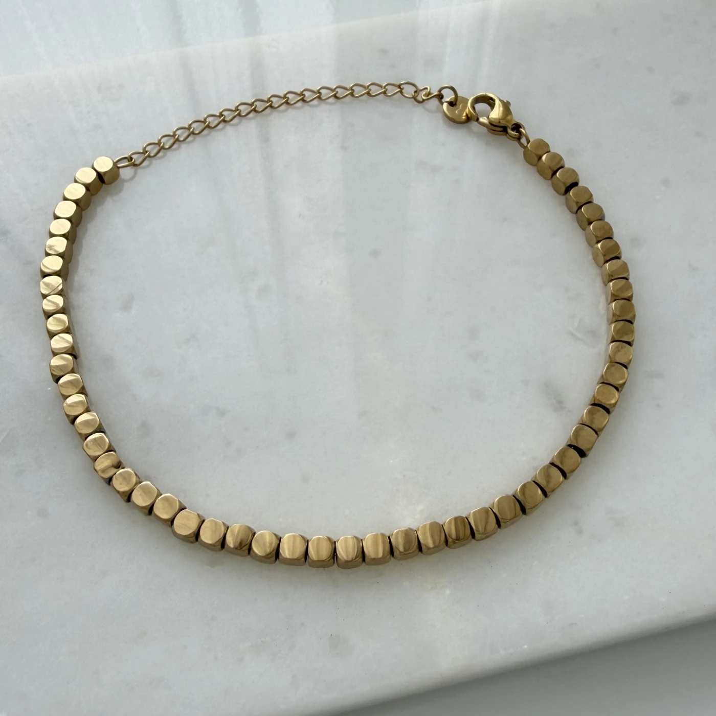 Minimal Küp Detay Çelik Bileklik Gold